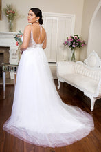 Load image into Gallery viewer, Purity Sheer Bodice V-Neck Wedding Dress with Tail
