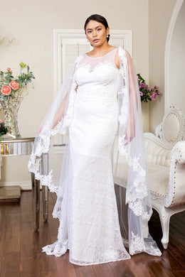 Goddess Sweetheart White Embroidered Lace Wedding Gown