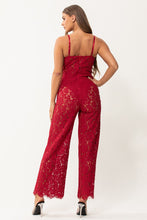 Load image into Gallery viewer, Sweetheart Lace Red Sleeveless Jumpsuit