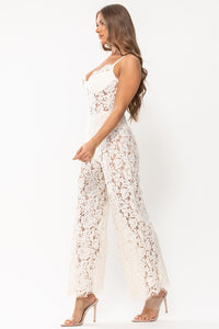 Sweetheart Lace Red Sleeveless Jumpsuit