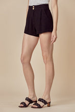 Load image into Gallery viewer, Off White Linen Pleated Hidden Front Zipper Button Front Short