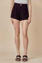 Load image into Gallery viewer, Off White Linen Pleated Hidden Front Zipper Button Front Short