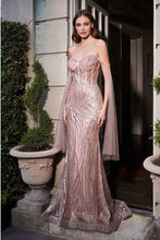Load image into Gallery viewer, Vintage Rose Gold Bodycon Beaded Mermaid Evening Dress