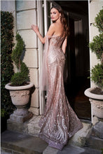 Load image into Gallery viewer, Vintage Rose Gold Bodycon Beaded Mermaid Evening Dress