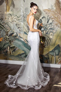 St. Tropez White Embroidered Lace Mermaid Gown