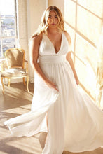 Load image into Gallery viewer, Plus Size White Satin Halter Satin Gown