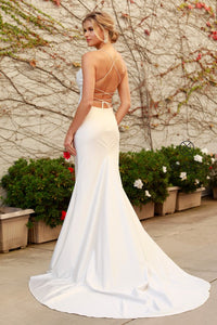 Beautiful Cowl Neck with Spaghetti Strap Bridal Dress