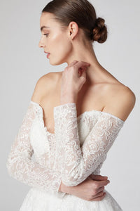 Wedding Lace Off White Sweetheart Style Long Sleeve Gown