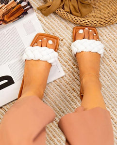 White Braided Strap Sandals