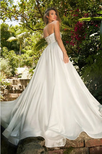 Premium Strapless Satin High Slit Wedding Dress