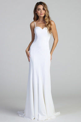 White Sweetheart Lace Up Jersey Bridal Dress