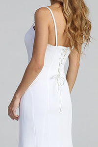 White Sweetheart Lace Up Jersey Bridal Dress