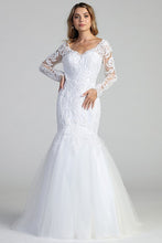 Load image into Gallery viewer, Ashton White Long Sleeve Lace Mermaid Wedding Dress