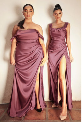 Curve Fitted Convertible Charmeuse Mauve Rose Pink Gown