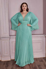 Load image into Gallery viewer, Bella Mon Cherie Yellow Pleated Bell Sleeve Chiffon Maxi Gown