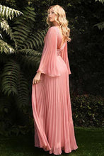 Load image into Gallery viewer, Bella Mon Cherie Yellow Pleated Bell Sleeve Chiffon Maxi Gown