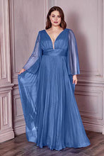 Load image into Gallery viewer, Bella Mon Cherie Soft Pink Pleated Bell Sleeve Chiffon Maxi Gown