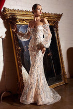 Load image into Gallery viewer, Glorious Silver Nude Long Sleeve Long Maxi Dress