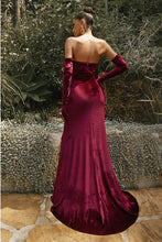 Load image into Gallery viewer, Old Hollywood Burgundy Velvet Sleeved Sweetheart Gown