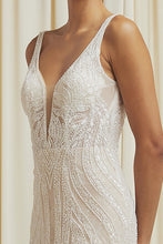 Load image into Gallery viewer, Bridal Vision V-Neck Sleeveless Lace Tulle Mermaid Wedding Dress