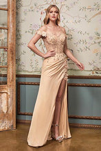 Load image into Gallery viewer, Embroidered Brush Pink Lace Off Shoulder Gown