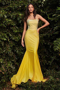 Stunning Yellow Sequin Satin Maxi Dress