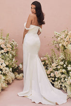 Load image into Gallery viewer, White Satin Draped Regal Sleeveless Wedding Dress
