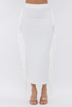 Load image into Gallery viewer, Solid Skirt with Side Fringe Detail Bodycon Maxi Skirt