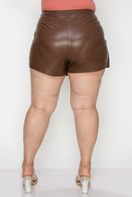 Load image into Gallery viewer, Plus Size Metal Button Brown Faux Leather Asymmetrical Skirt