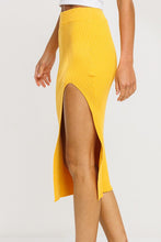 Load image into Gallery viewer, Yoko Side Slit Soft Ribbed Mocha Brown Midi Skirt