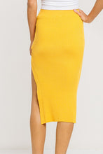 Load image into Gallery viewer, Yoko Side Slit Soft Ribbed Yellow Midi Skirt