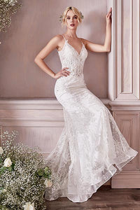 Beautiful Embroidered Lace Mermaid White Wedding Dress