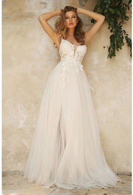Goddess Layered Off White A-Line Tulle Bridal Gown