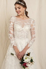 Load image into Gallery viewer, Soft Lace Sheer Long Sleeve Chiffon Bridal Wedding Dress