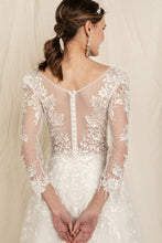 Load image into Gallery viewer, Soft Lace Sheer Long Sleeve Chiffon Bridal Wedding Dress