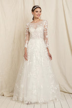 Load image into Gallery viewer, Soft Lace Sheer Long Sleeve Chiffon Bridal Wedding Dress