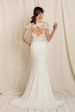 Load image into Gallery viewer, Embroidered Jewel White Short Sleeve Lace Bridal Dress