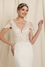 Load image into Gallery viewer, Embroidered Jewel White Short Sleeve Lace Bridal Dress