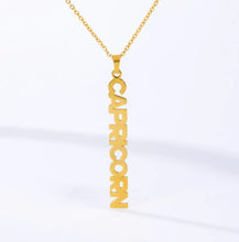 Load image into Gallery viewer, Golden Drop Zodiac Constellation Letter Vertical Pendant Necklace