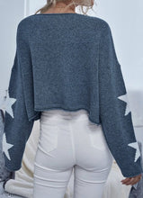 Load image into Gallery viewer, Zoe Black Bell Sleeves Star Print Boxy Sweater