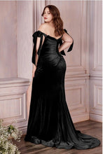 Load image into Gallery viewer, Plus Size Hunter Green Luxe Stretch Velvet  Off Shoulder Gown