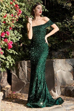 Load image into Gallery viewer, Black One Shoulder Formal Sequin Mermaid Gown