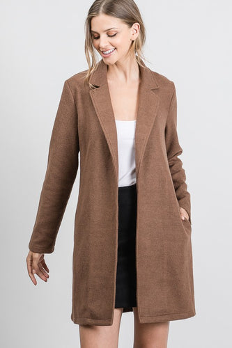 Mocha Faux Wool Oversized Blazer Jacket