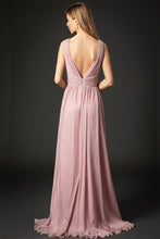 Load image into Gallery viewer, Lilac Sleeveless Deep V-Neck Metallic Maxi Dress
