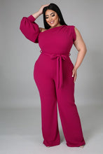 Load image into Gallery viewer, Royal Blue Plus Size Off Shoulder Belted Jumpsuit