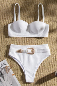 Sweetheart Neck White Padded Two Piece Bikini Swimsuits