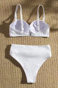 Sweetheart Neck White Padded Two Piece Bikini Swimsuits
