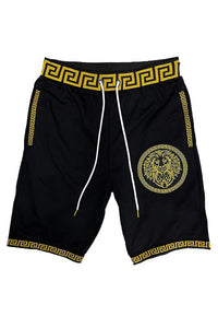 Khaki Men's Black and Gold Detail Shorts