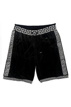 Load image into Gallery viewer, Men&#39;s Burgundy-Gold Status Print Velour Shorts Suede Shorts