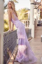 Load image into Gallery viewer, Embroidered Lilac Lace Jeweled Sweetheart Maxi Gown